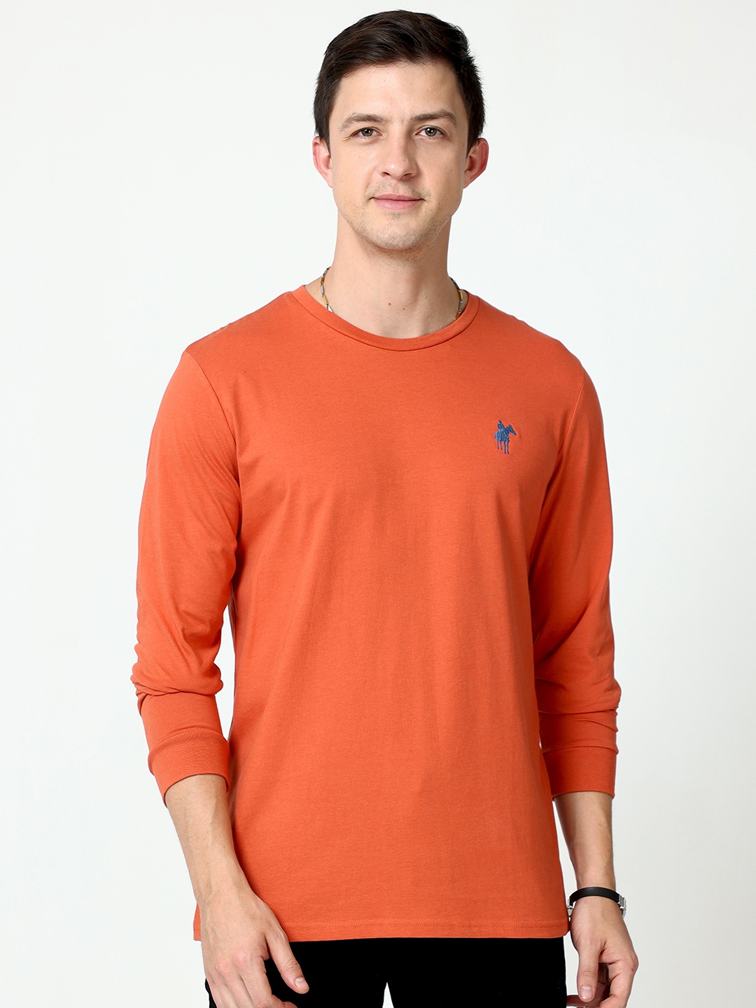 

Masculino Latino Plus Round Neck Cotton T-shirt, Orange