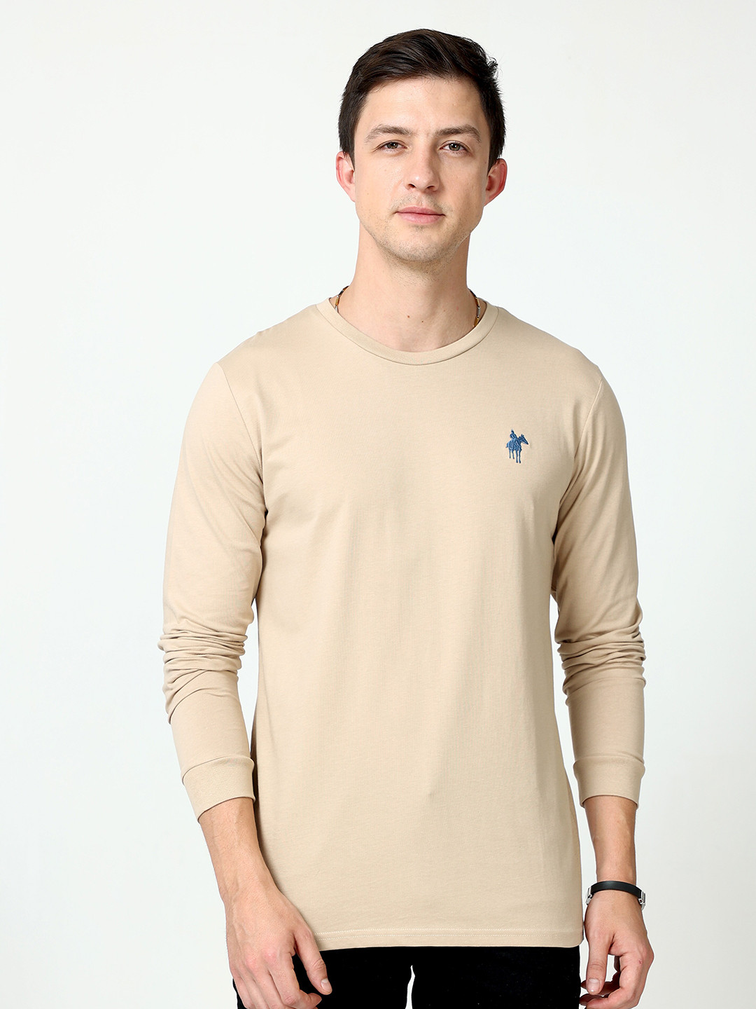 

Masculino Latino Plus Round Neck Cotton T-shirt, Beige