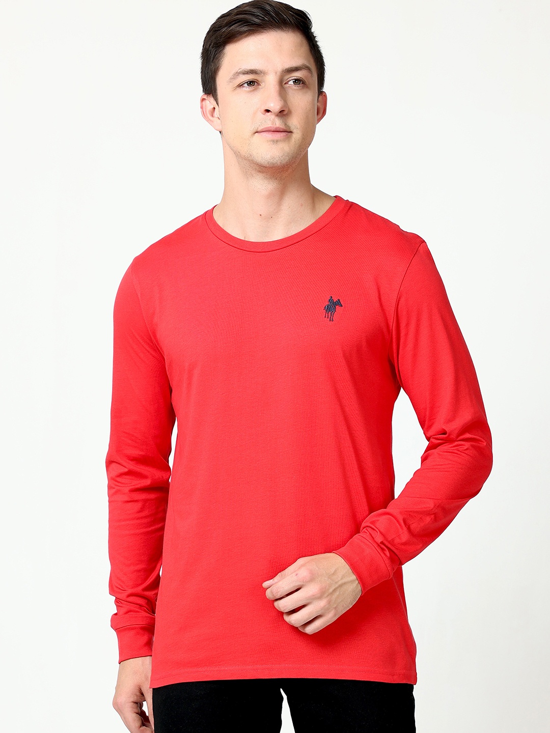 

Masculino Latino Plus Round Neck Cotton T-shirt, Red