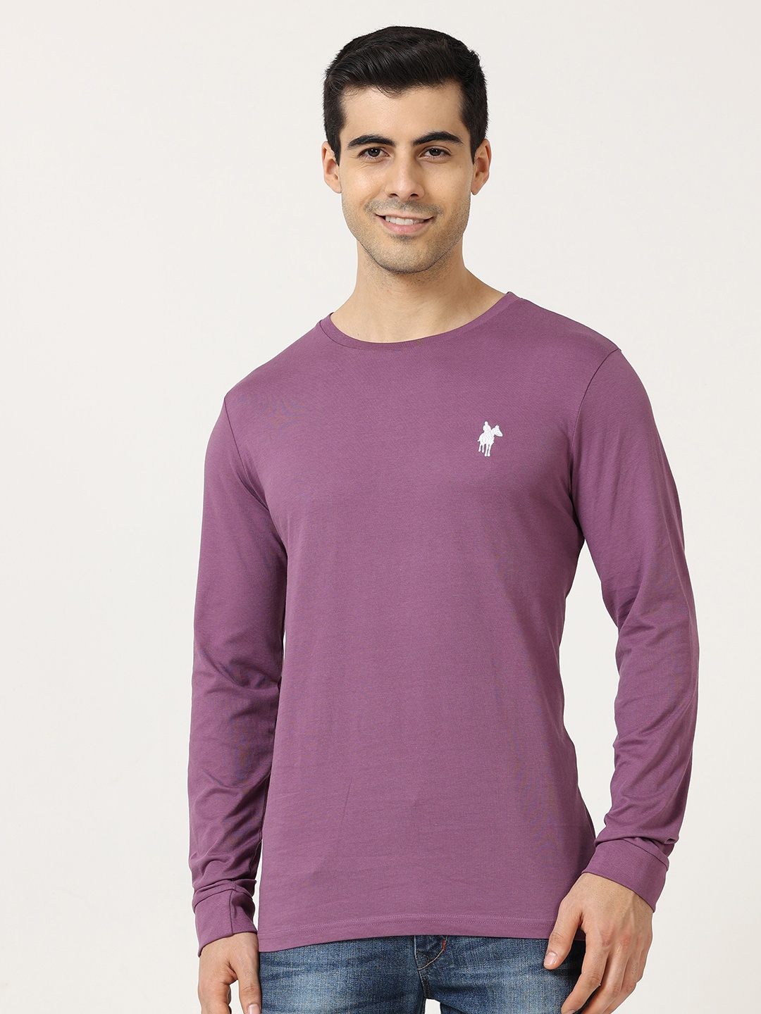 

Masculino Latino Plus Round Neck Cotton T-shirt, Purple