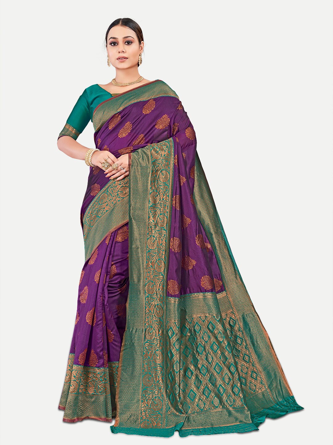 

TAVAS Ethnic Woven Design Zari Pure Georgette Banarasi Saree, Magenta