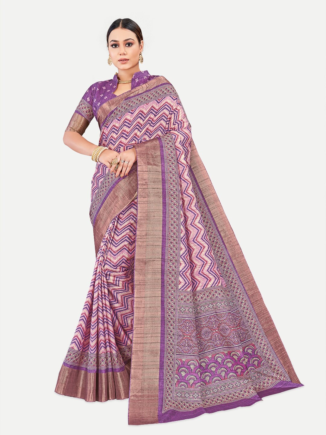 

TAVAS Zari Silk Blend Kota Saree, Purple