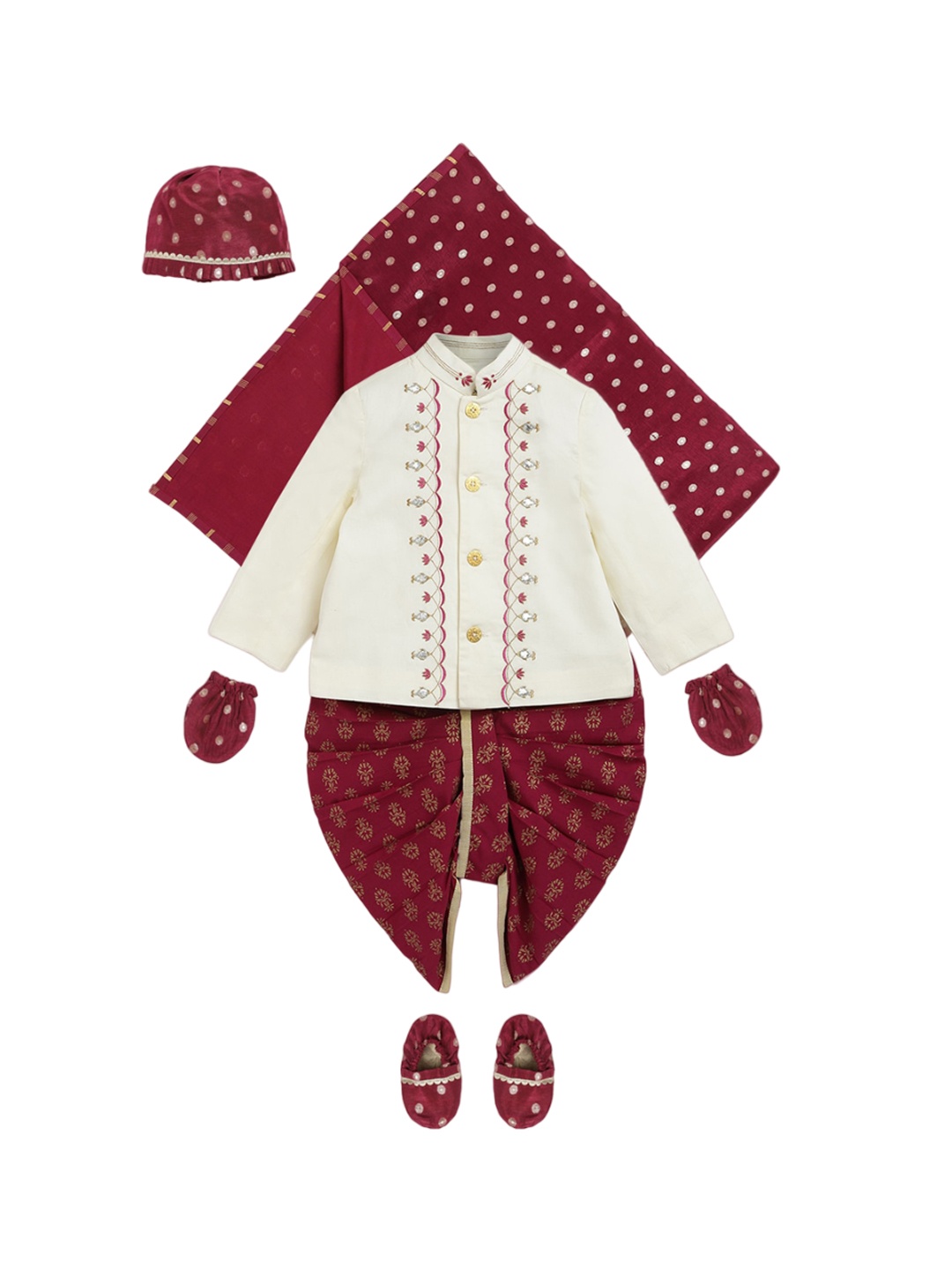 

Tiber Taber Infants Boys Fish Embroidery Apparel Gift Set, Cream
