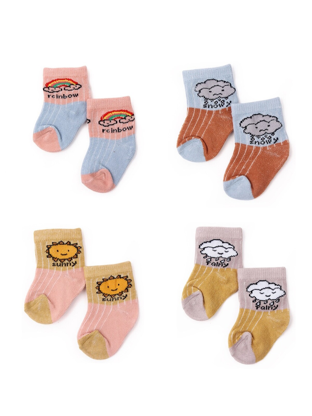

YOUSTYLO Infants Kids Pack Of 7 Patterned Ankle Length Socks, Grey