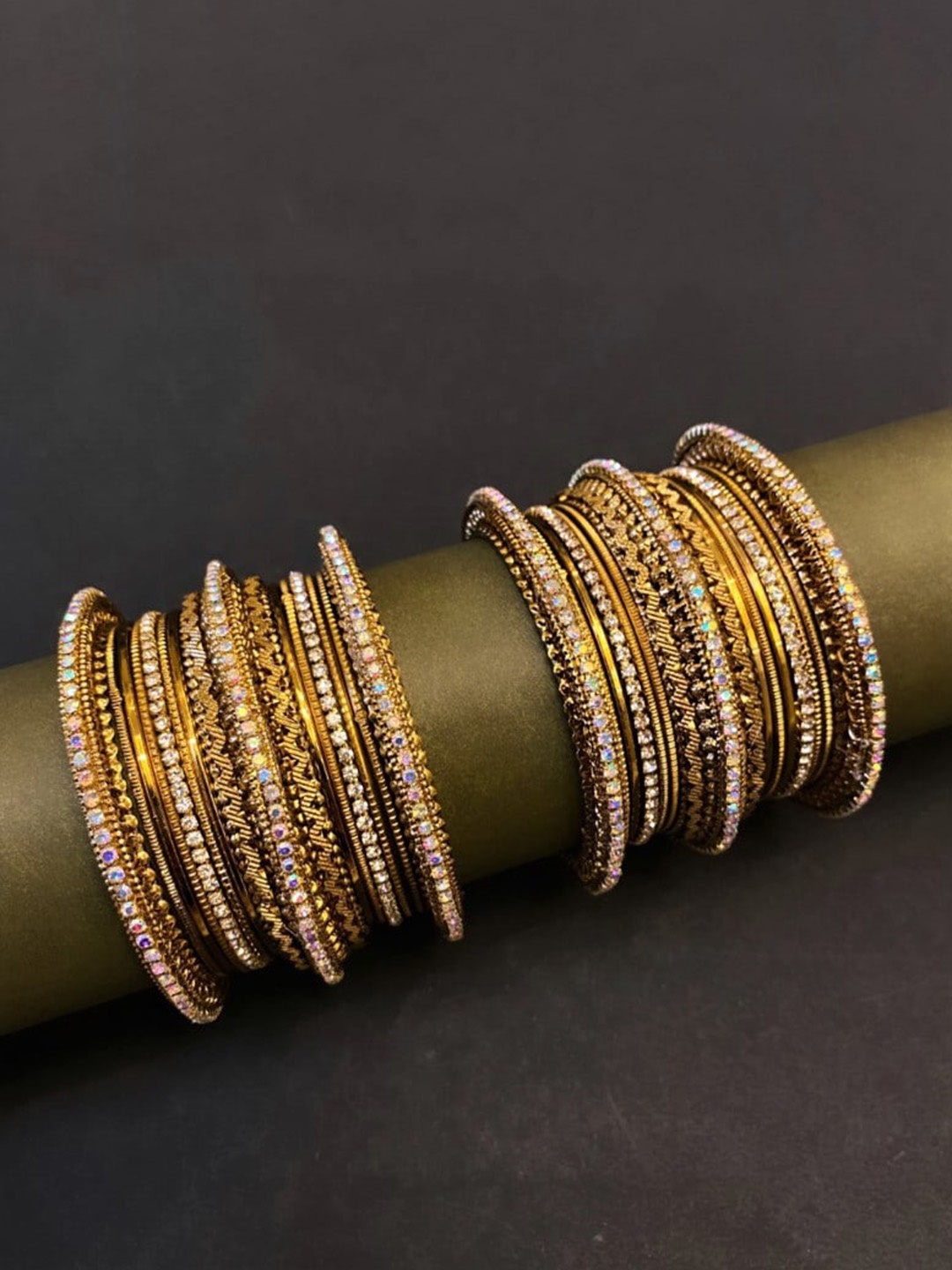 

ATIBELLE Set Of 26 Copper-Plated & AD-Studded Bangles