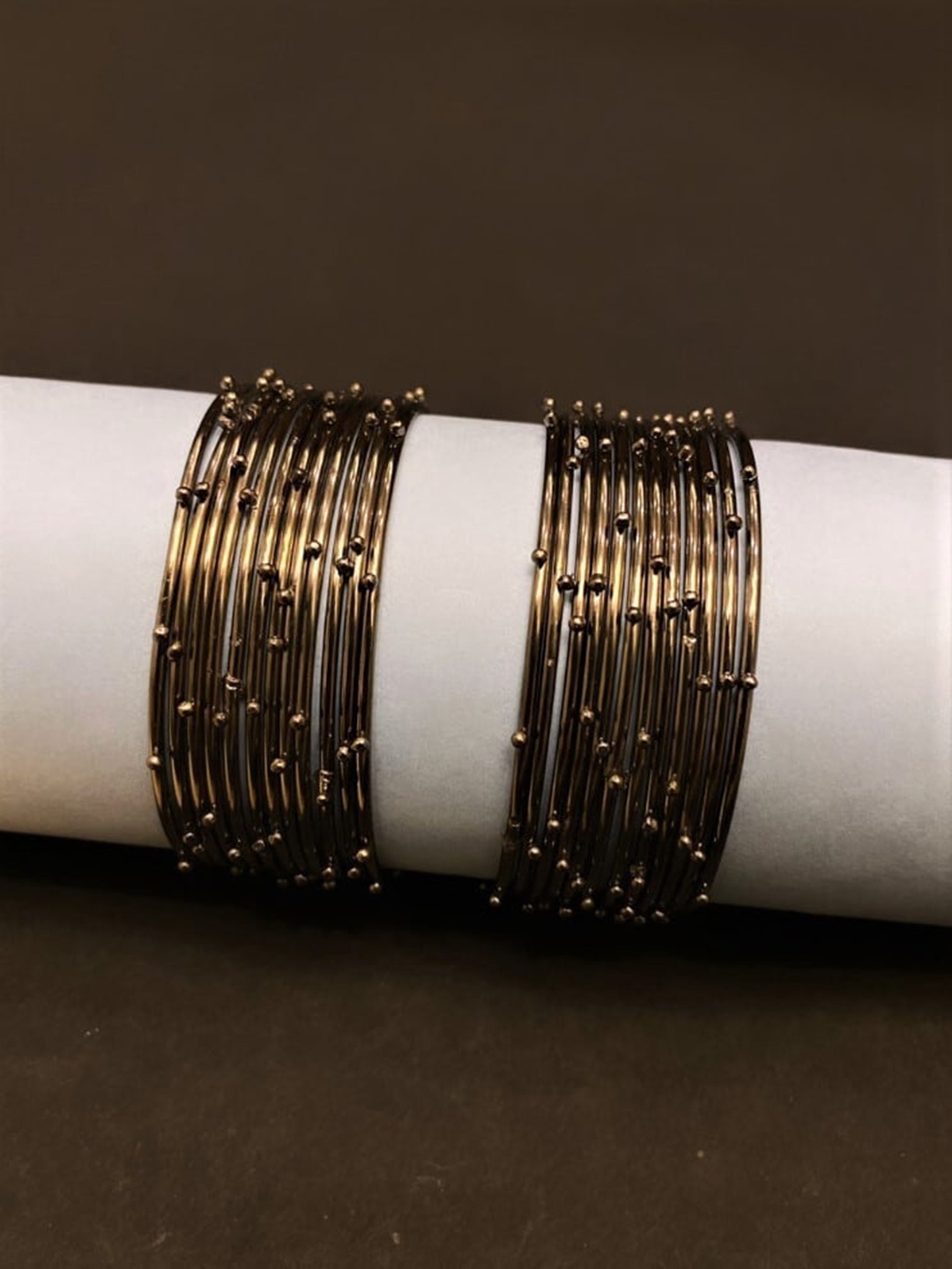 

ATIBELLE Set Of 12 Silver-Plated Bangles, Charcoal