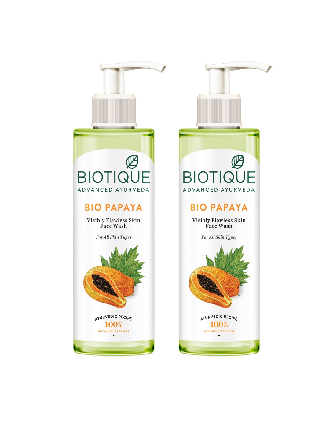 

Biotique Set of 2 Bio Papaya Visibly Ageless Face Wash - 200ml each, Green