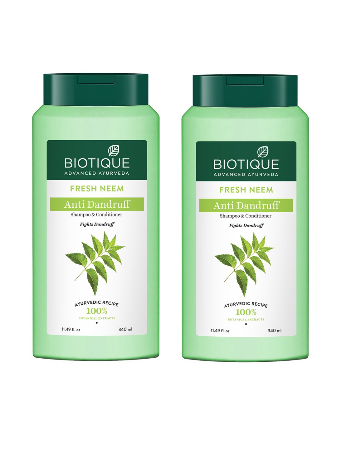 

Biotique Set of 2 Bio Neem Margosa Anti-Dandruff Shampoo & Conditioner - 340ml each, Green