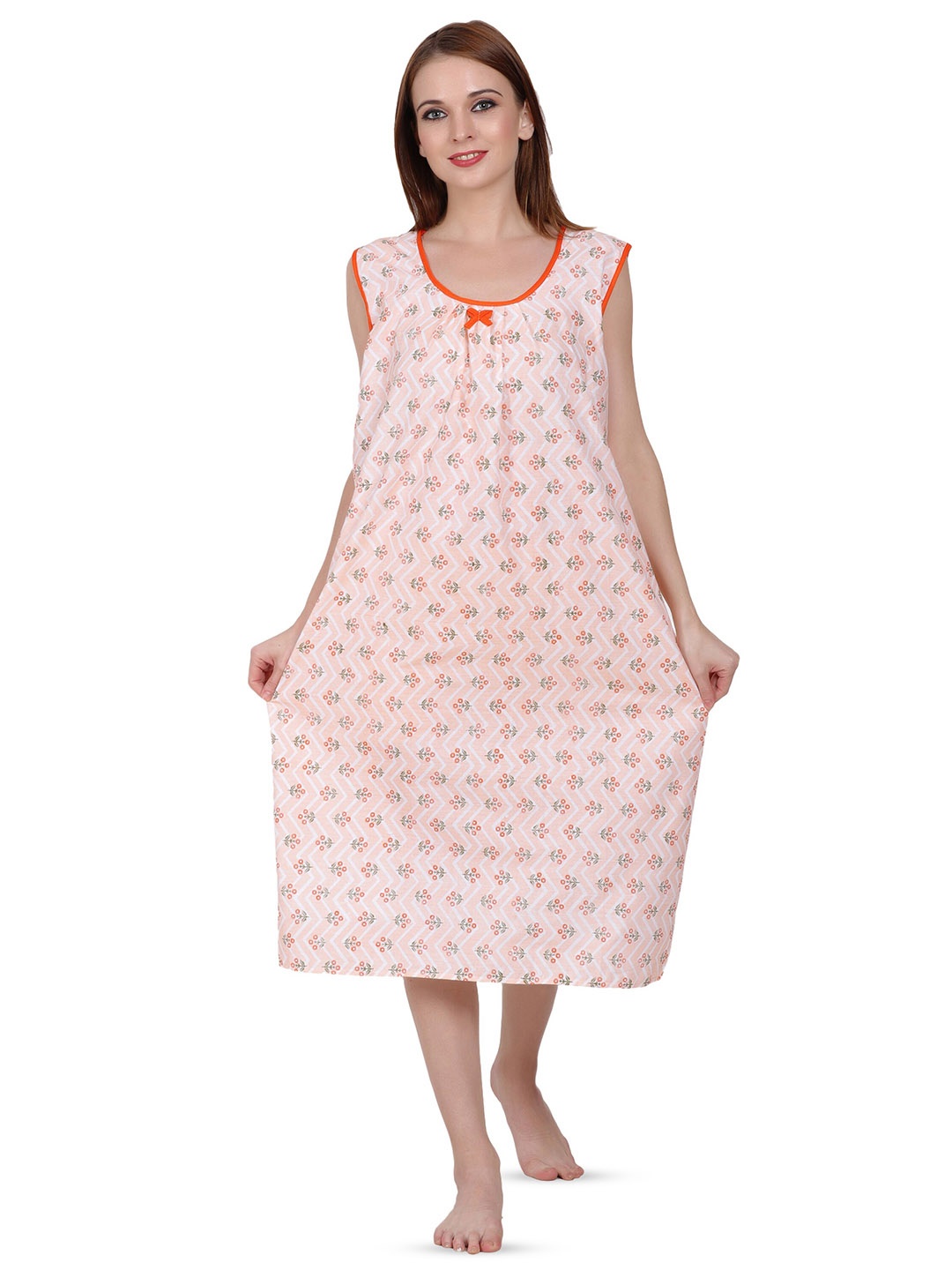 

Breezly Printed Cotton Nightdress, Orange