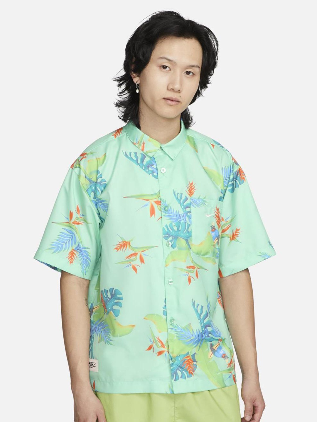 

Nike AS M NK DF SS AOP GCEL Tropical Printed Oversized Shirt, Sea green