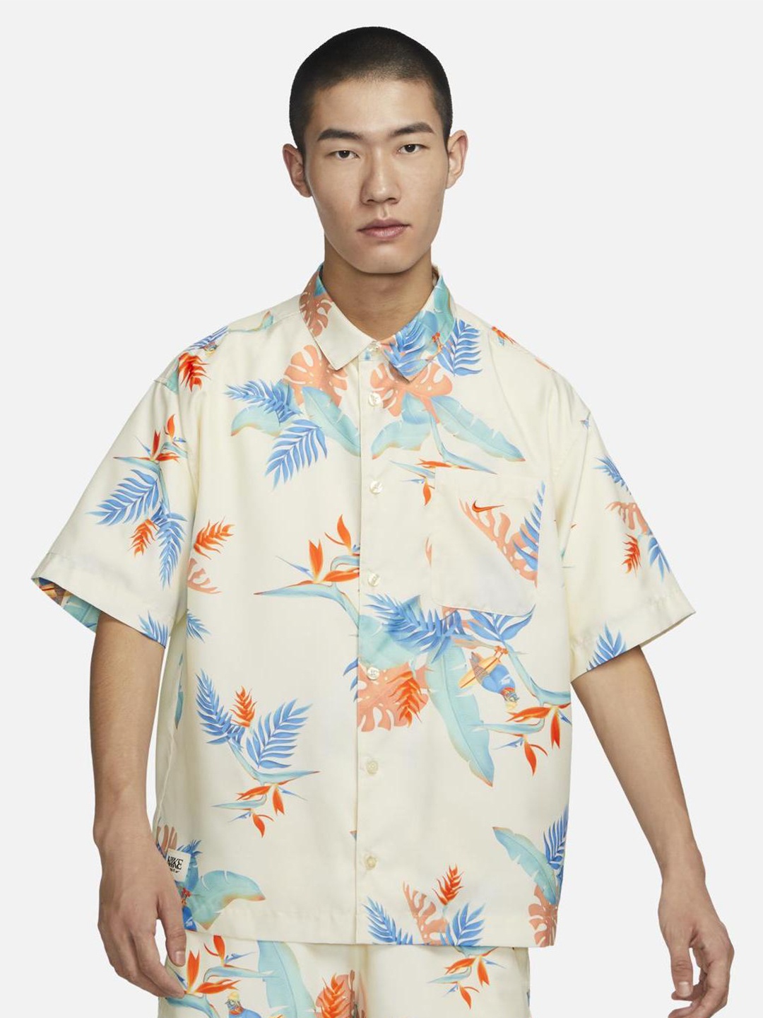 

Nike AS M NK DF SS AOP GCEL Printed Oversized-Fit Shirt, Cream