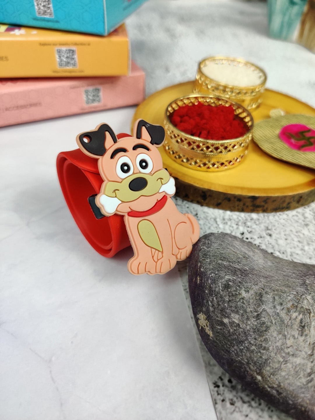 

EL REGALO Boys Slap Band Rakhi With Roli Chawal, Red