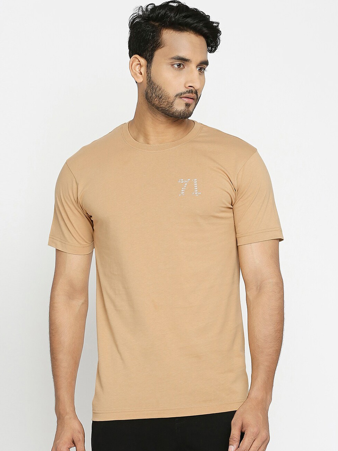 

VIP Round Neck Regular Fit Cotton Casual T-Shirt, Khaki