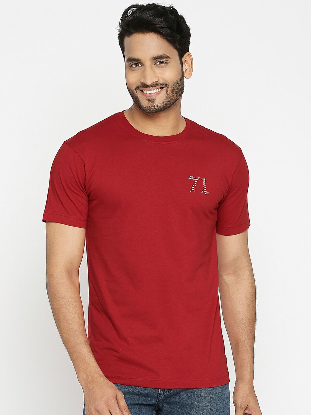 

VIP Round Neck Regular Fit Cotton Casual T-Shirt, Maroon