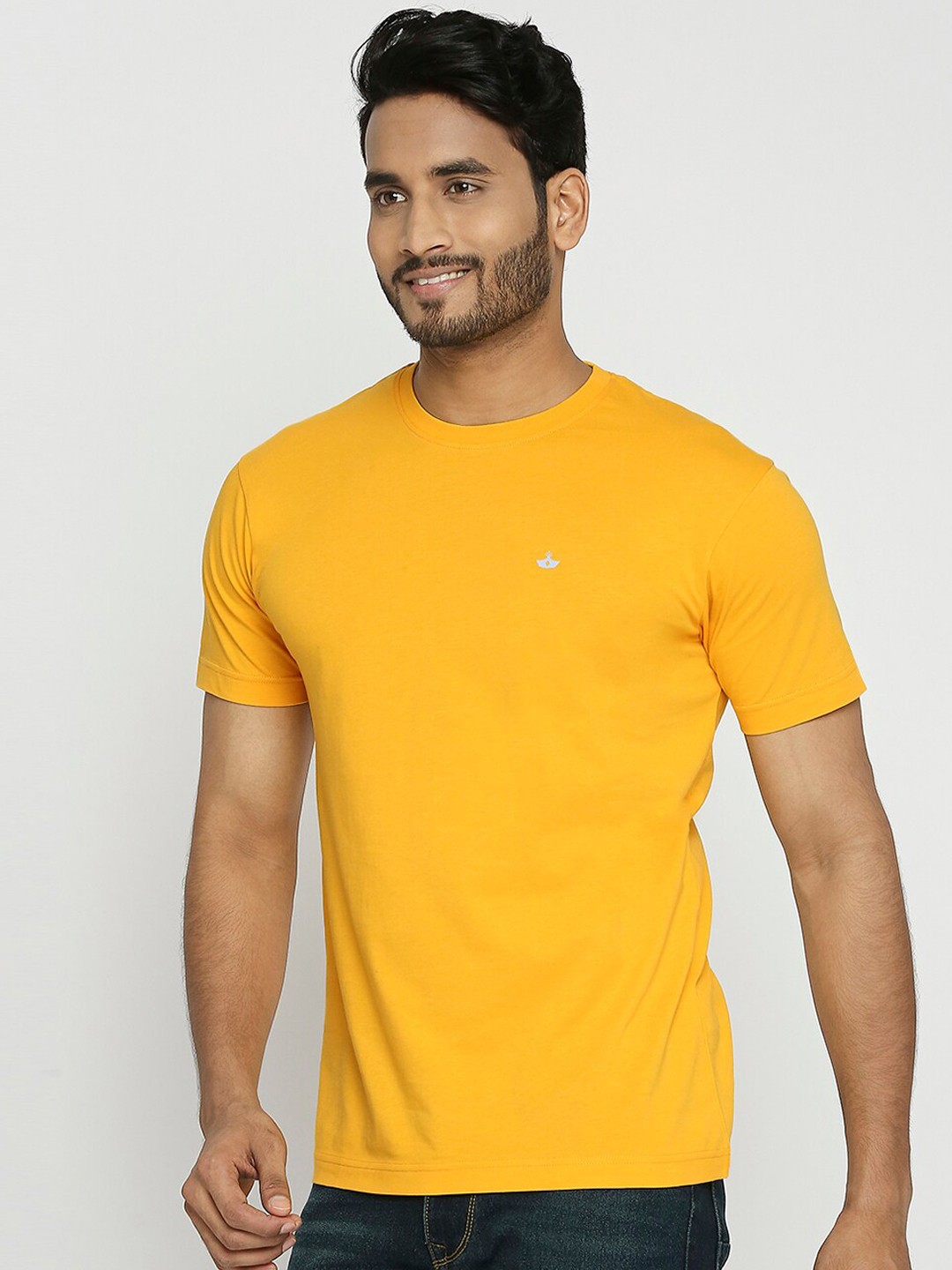 

VIP Round Neck Regular Fit Cotton Casual T-Shirt, Yellow