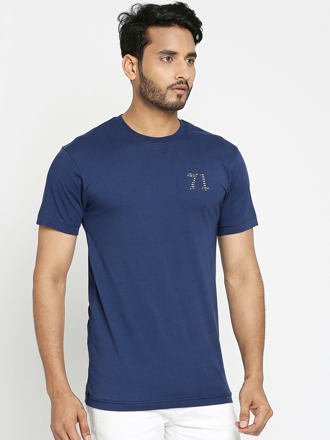 

VIP Round Neck Regular Fit Cotton Casual T-Shirt, Navy blue