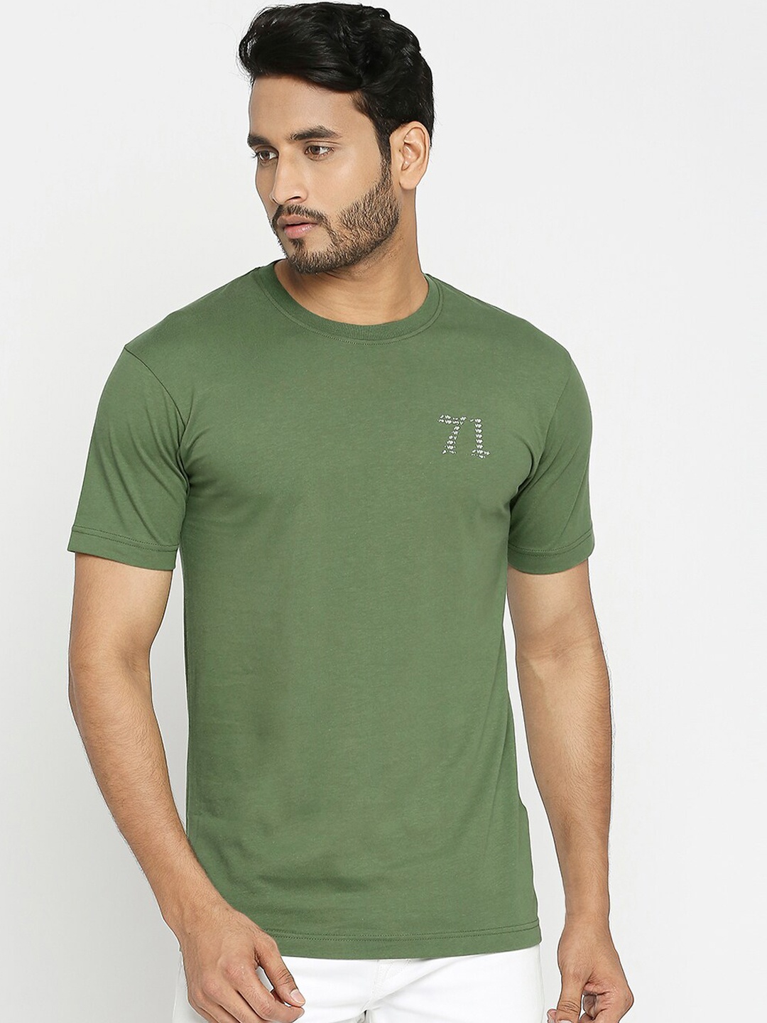 

VIP Round Neck Regular Fit Cotton Casual T-Shirt, Green
