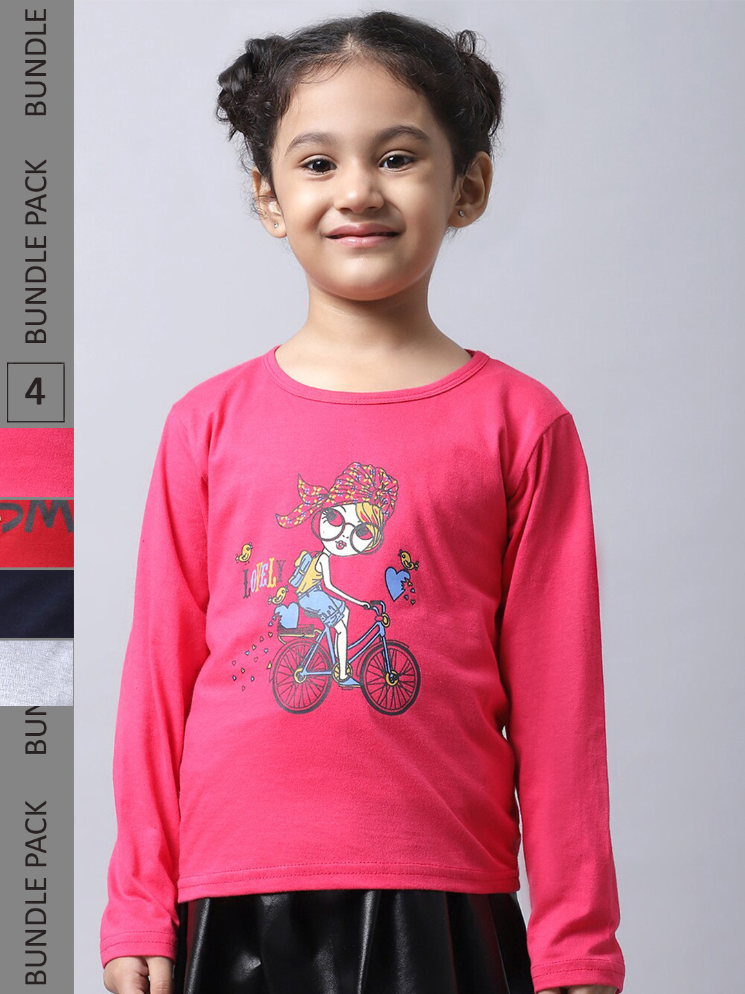

BAESD Girls Pack 4 Printed Cotton T-shirt, Pink
