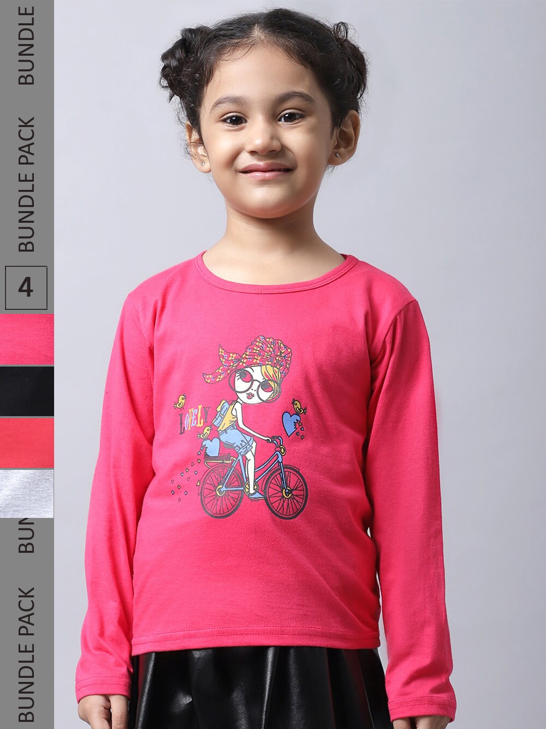 

BAESD Girls Pack 4 Printed Cotton T-shirt, Pink