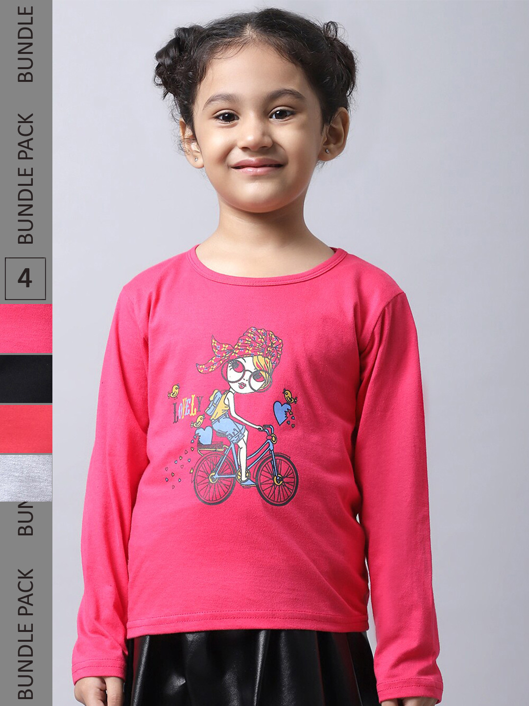 

BAESD Girls Pack of 4 Graphic Printed Long Sleeve T-shirt, Rose