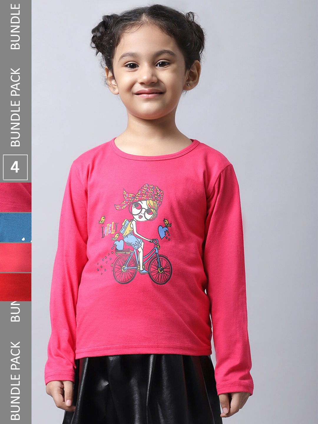 

BAESD Girls Pack 4 Printed Cotton T-shirt, Pink