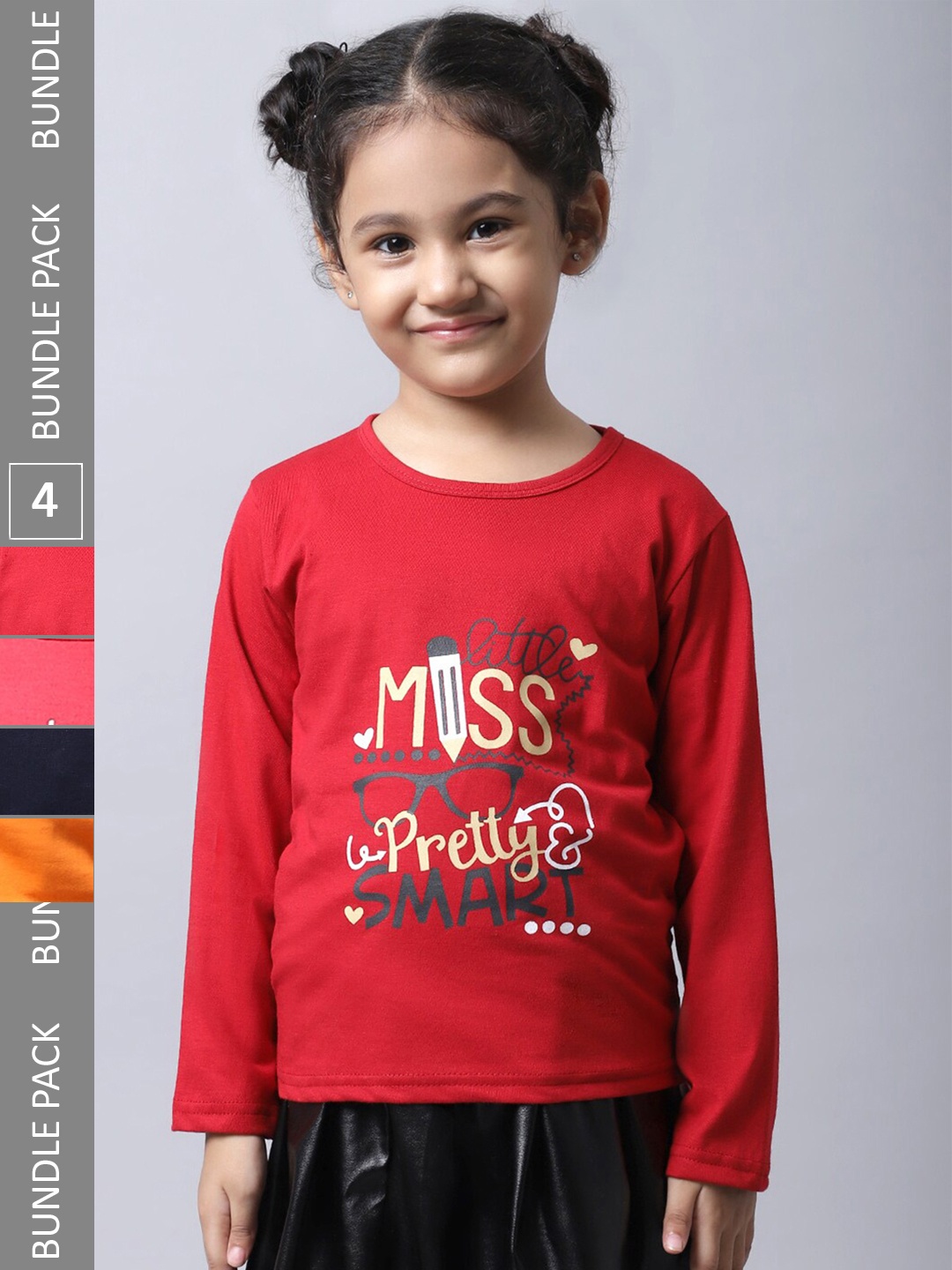 

BAESD Girls Pack 4 Printed Cotton T-shirt, Red