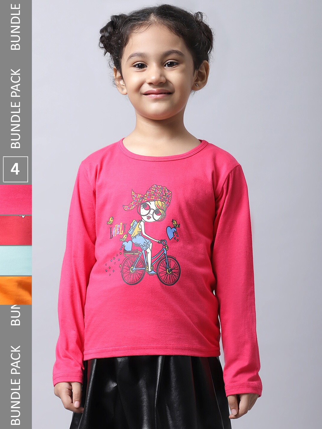 

BAESD Girls Pack 4 Printed Cotton T-shirt, Pink