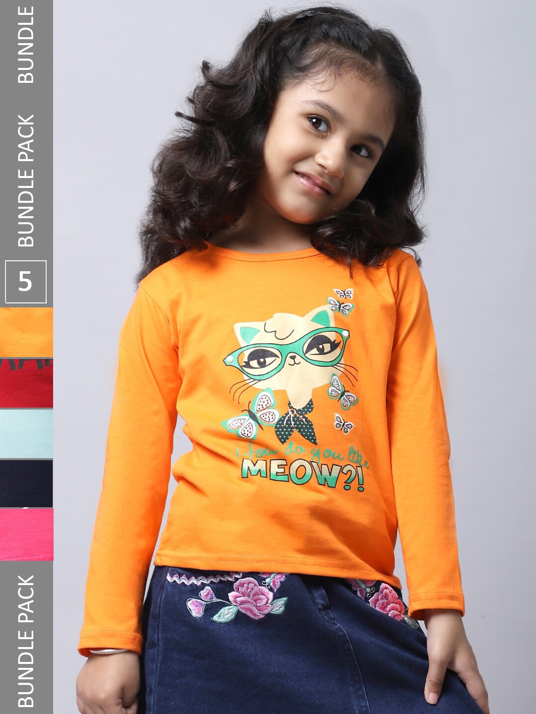 

BAESD Girls Pack 5 Printed Cotton T-shirt, Yellow