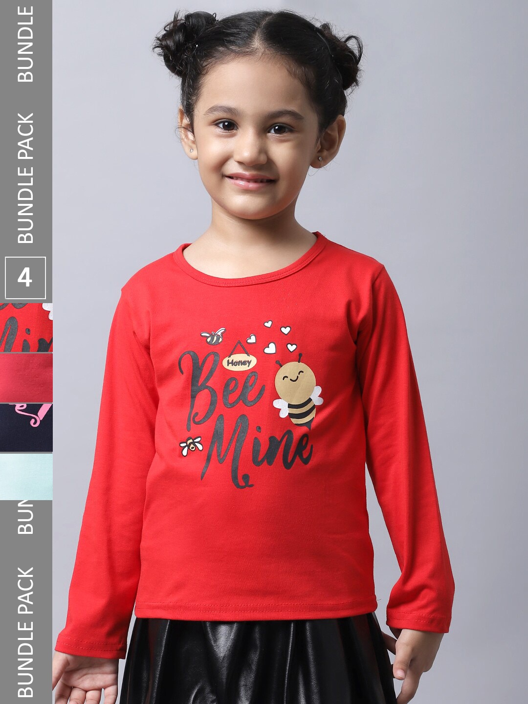

BAESD Girls Pack 4 Printed Cotton T-shirt, Red