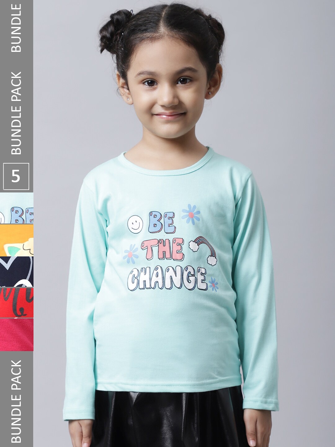 

BAESD Girls Pack of 4 Printed Cotton T-shirts, Blue