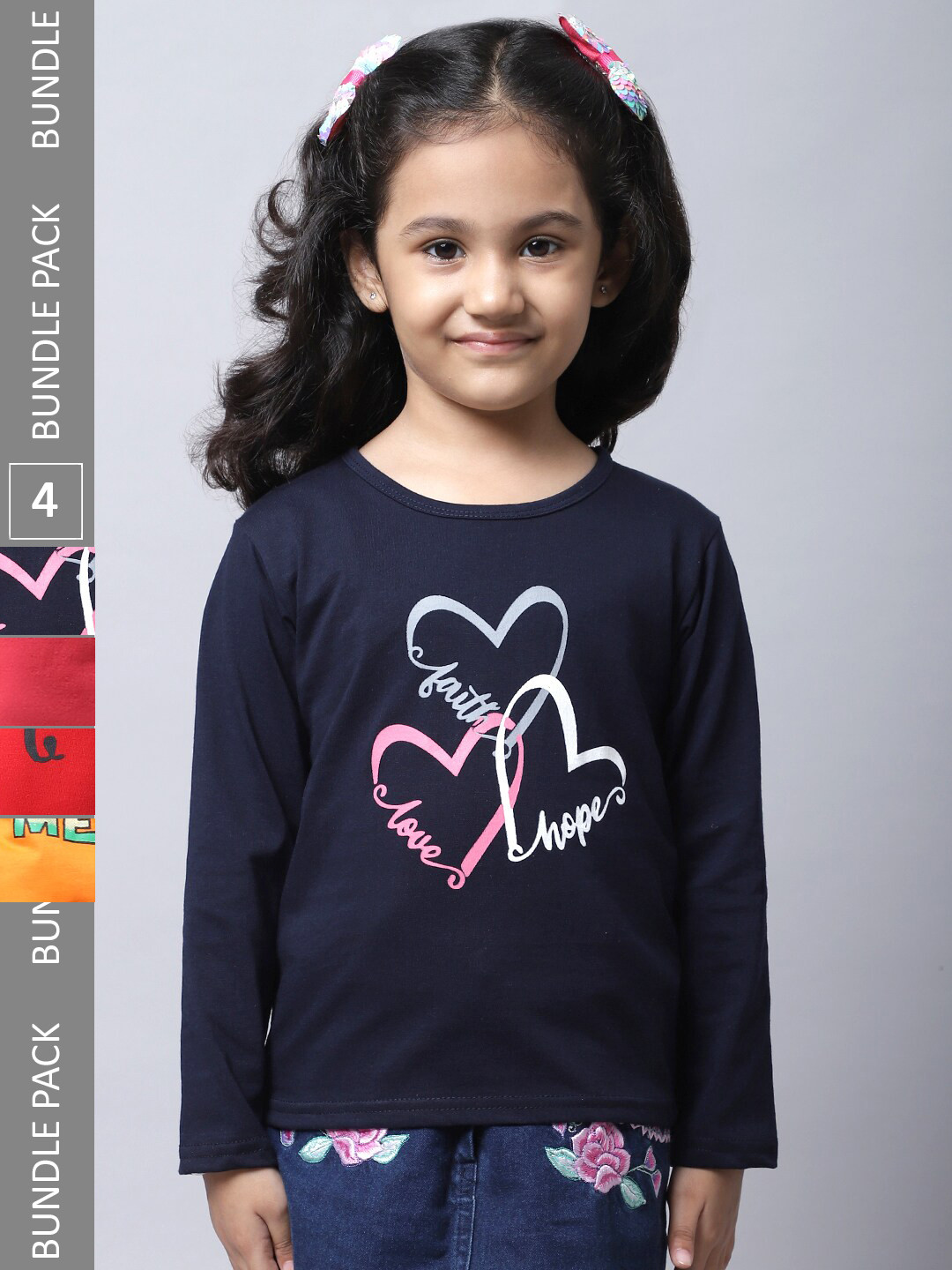 

BAESD Girls Pack of 4 Typography Printed Cotton T-shirts, Multi