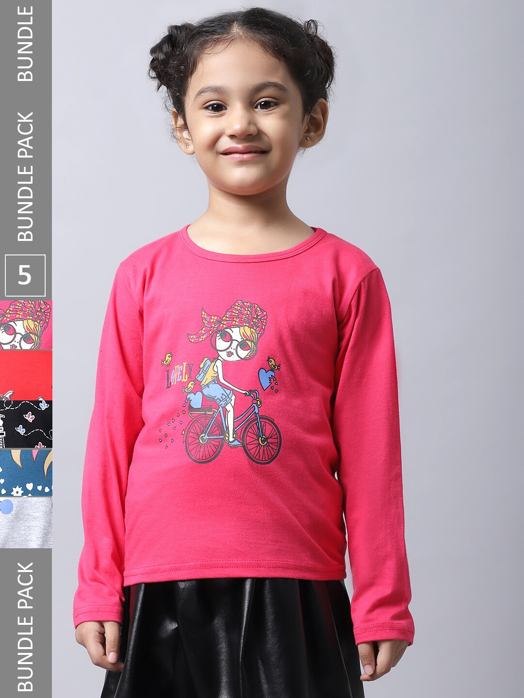 

BAESD Girls Pack of 4 Graphic Printed Cotton T-shirts, Pink