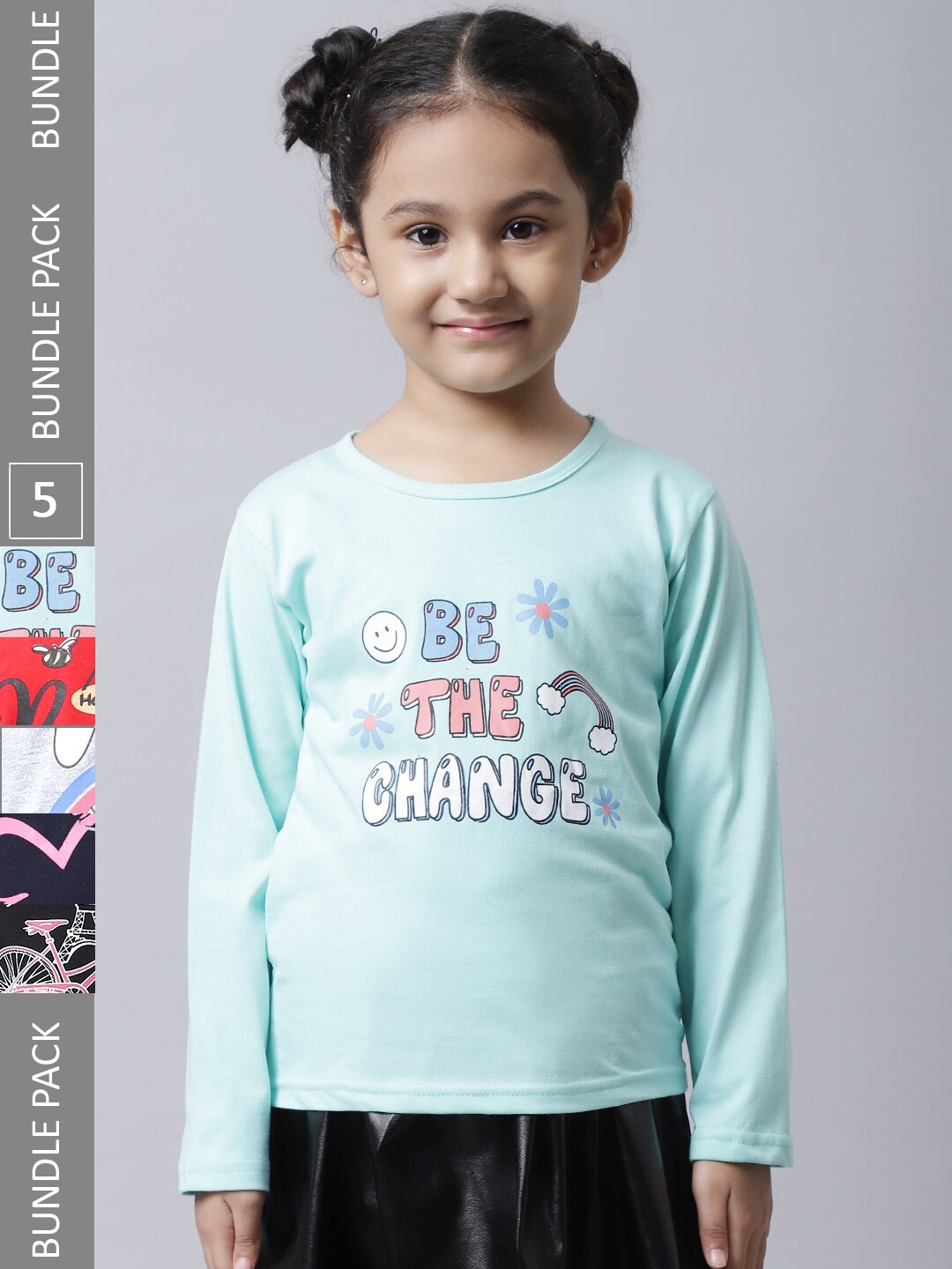 

BAESD Girls Pack of 4 Typography Printed Cotton T-shirts, Multi