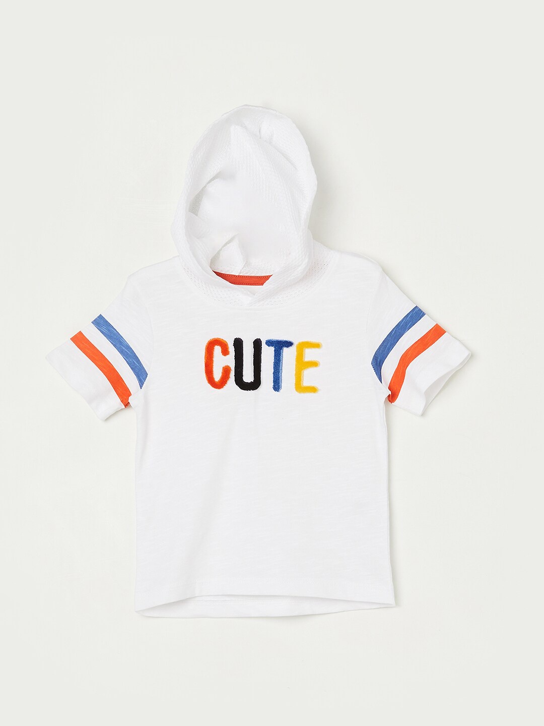 

Juniors by Lifestyle Boys Typography Printed Hooded Pure Cotton T-Shirt, White