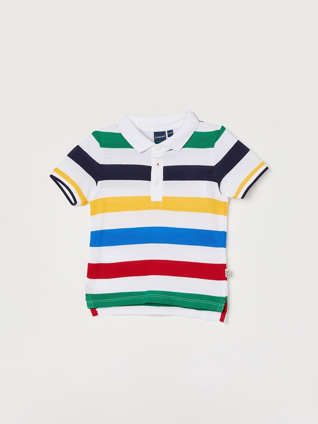 

Juniors by Lifestyle Boys Horizontal Striped Polo Collar Pure Cotton T-Shirt, White