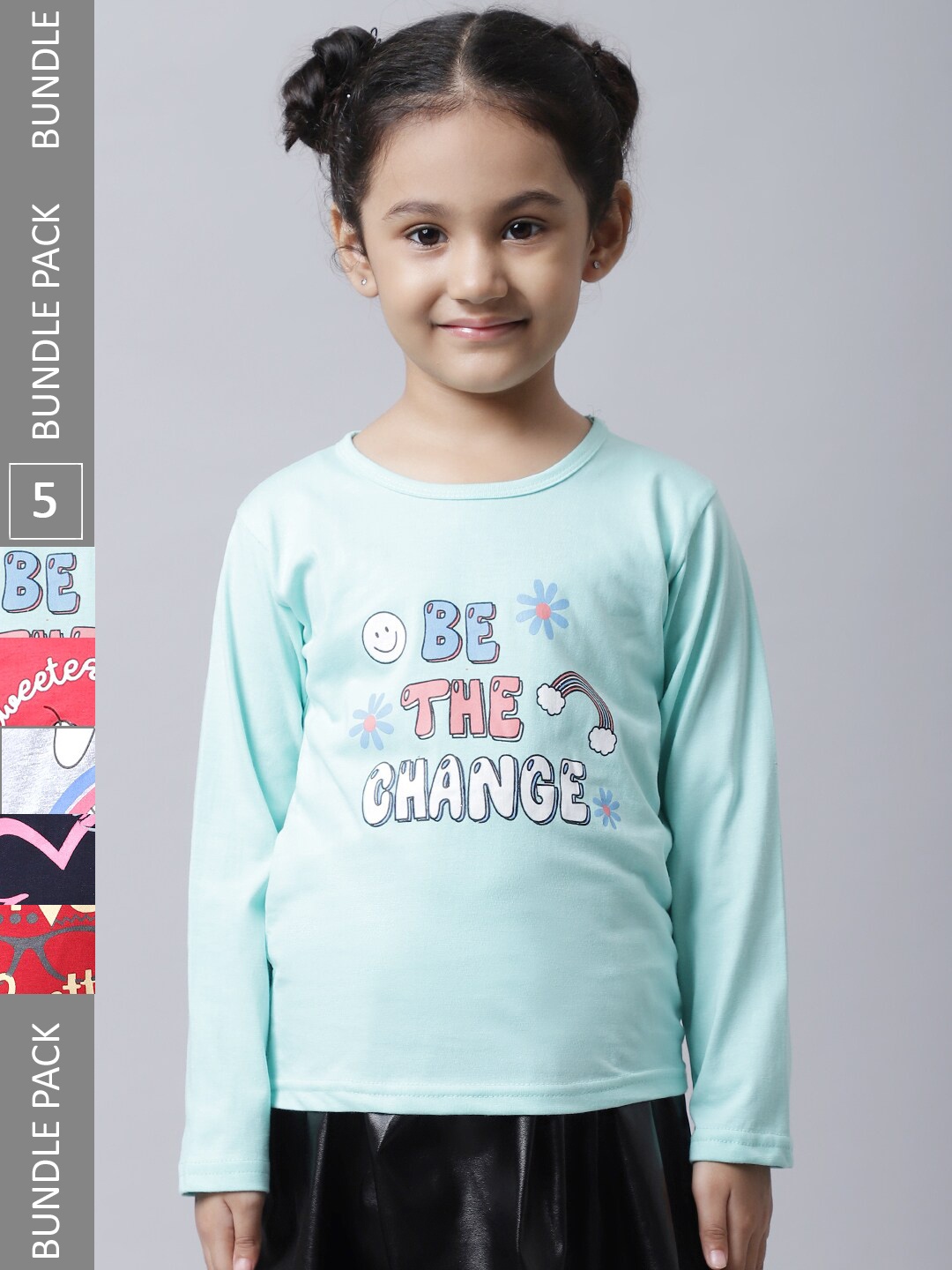 

BAESD Girls Pack of 4 Printed Cotton T-shirts, Multi