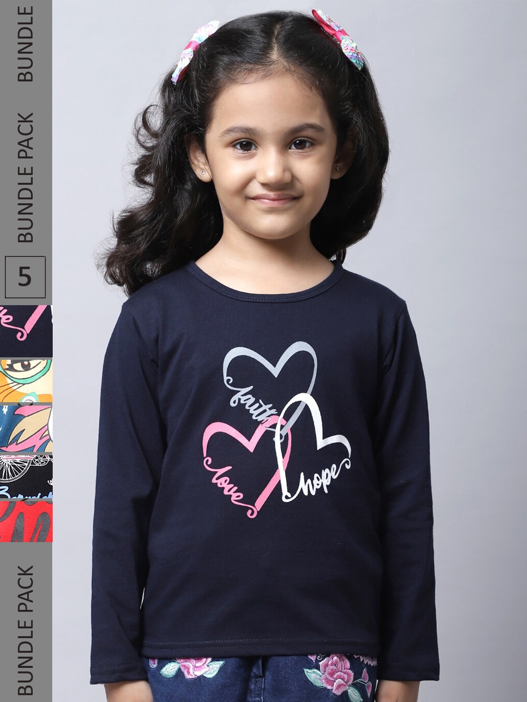 

BAESD Girls Multicoloured Typography 5 Printed Applique T-shirt, Multi