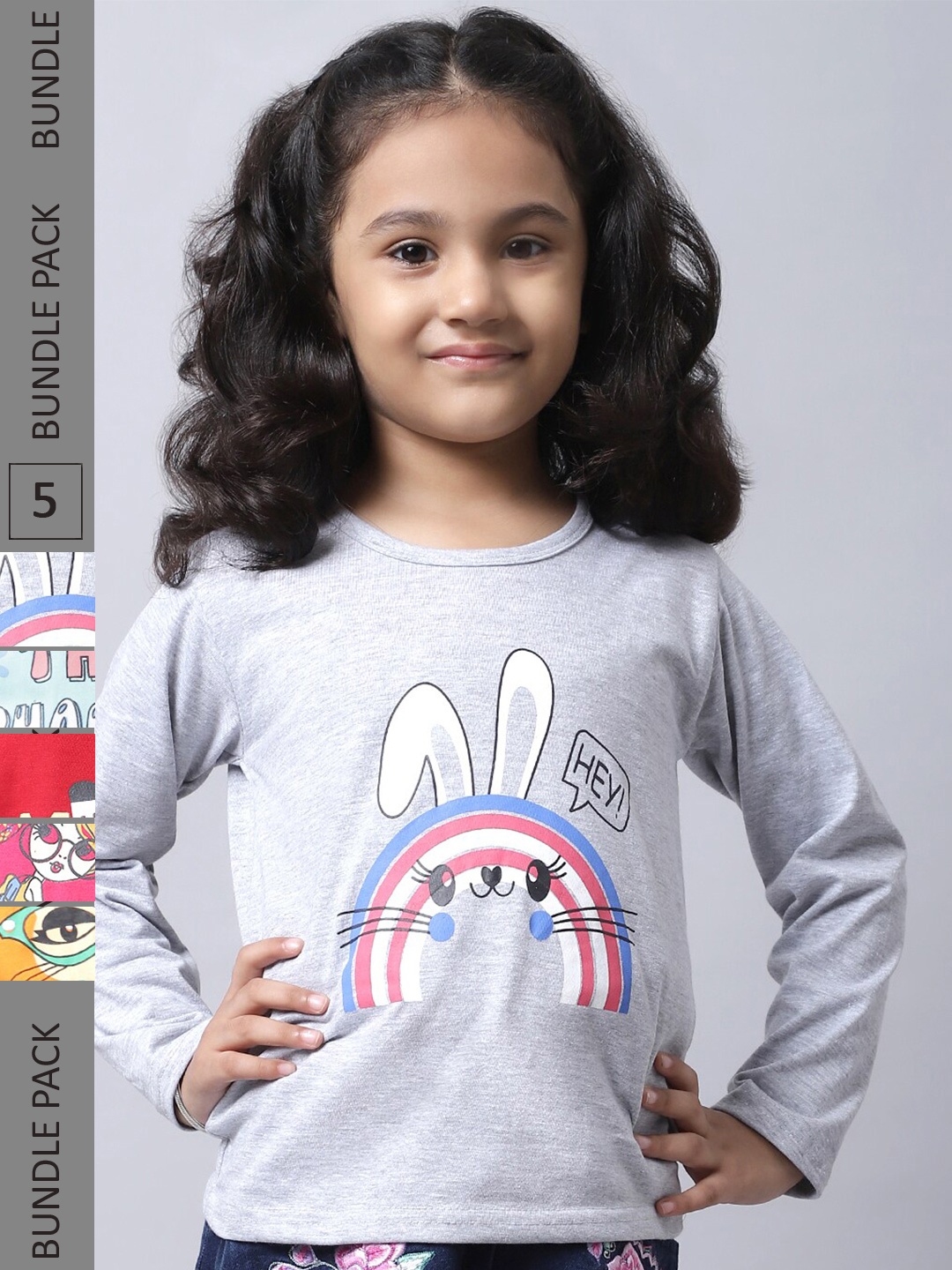 

BAESD Girls Multicoloured Typography 5 Printed Applique T-shirt, Multi