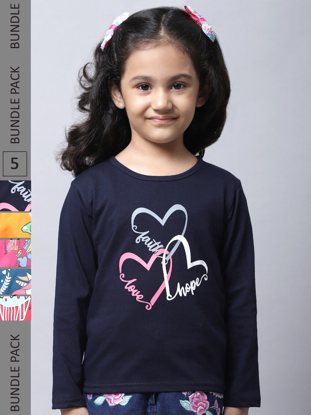 

BAESD Girls Multicoloured Typography 5 Printed Applique T-shirt, Multi