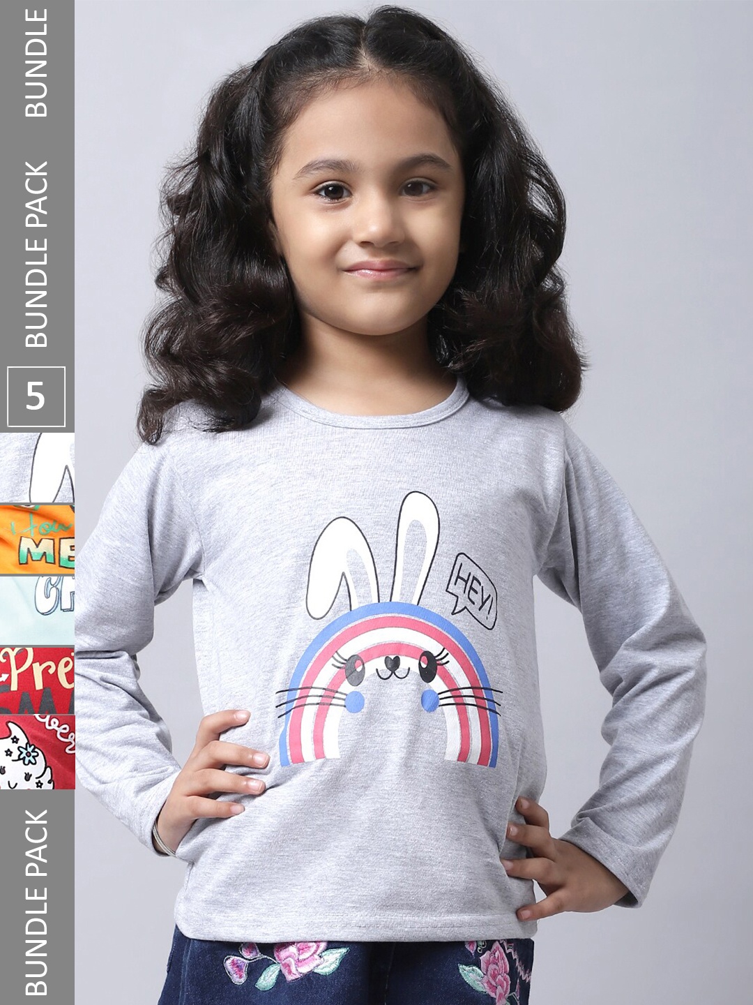 

BAESD Girls Multicoloured Typography 5 Printed Applique T-shirt, Multi