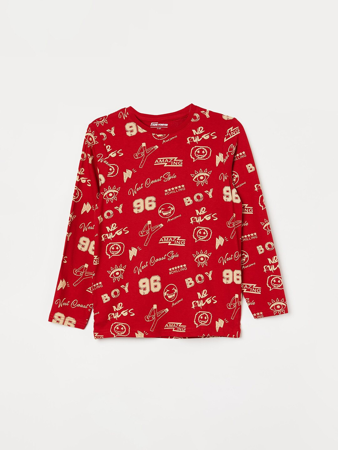 

Fame Forever by Lifestyle Boys Typography Printed Pure Cotton T-shirt, Red