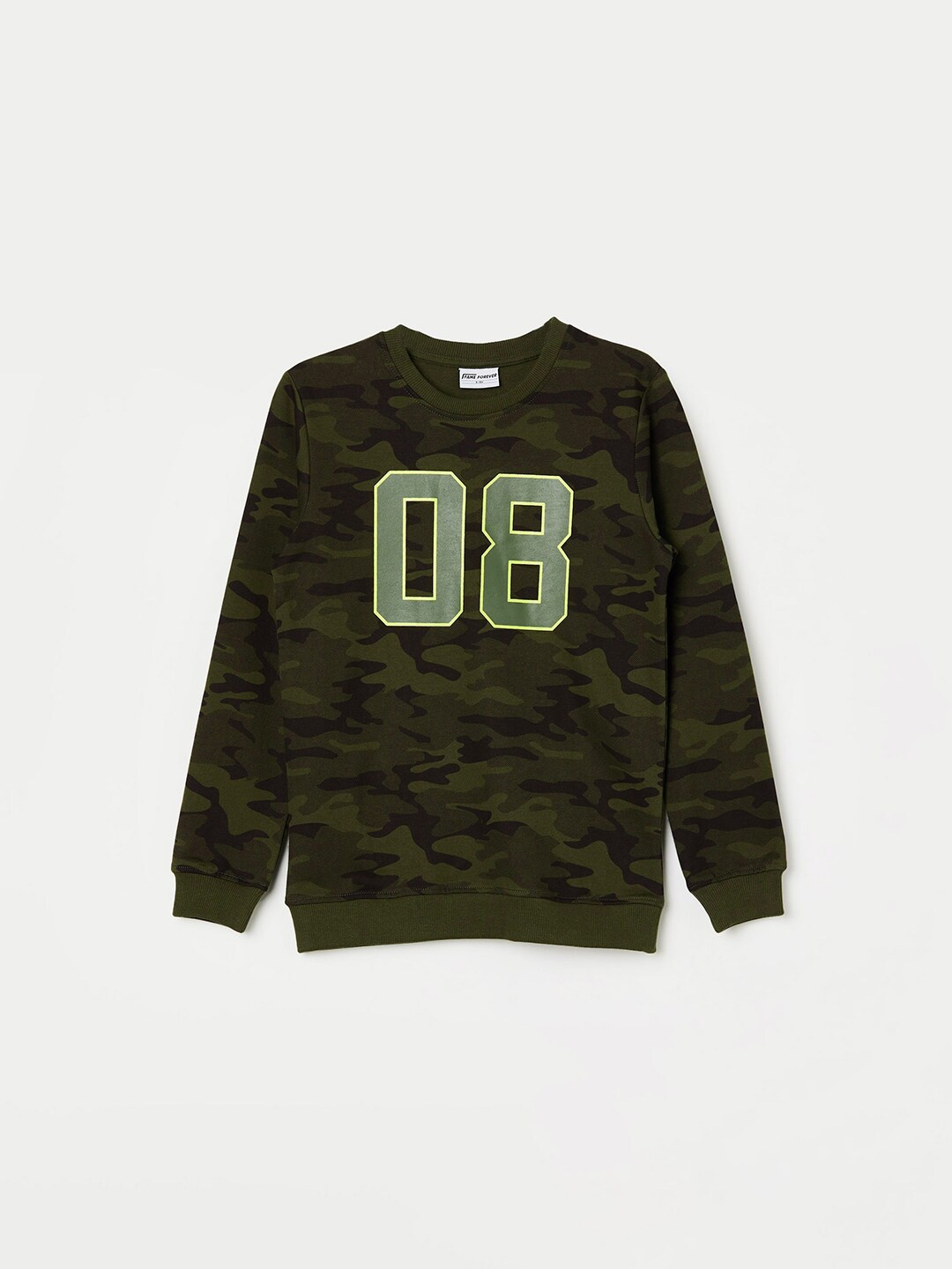 

Fame Forever by Lifestyle Boys Camouflage Printed Pure Cotton Sweatshirt, Olive