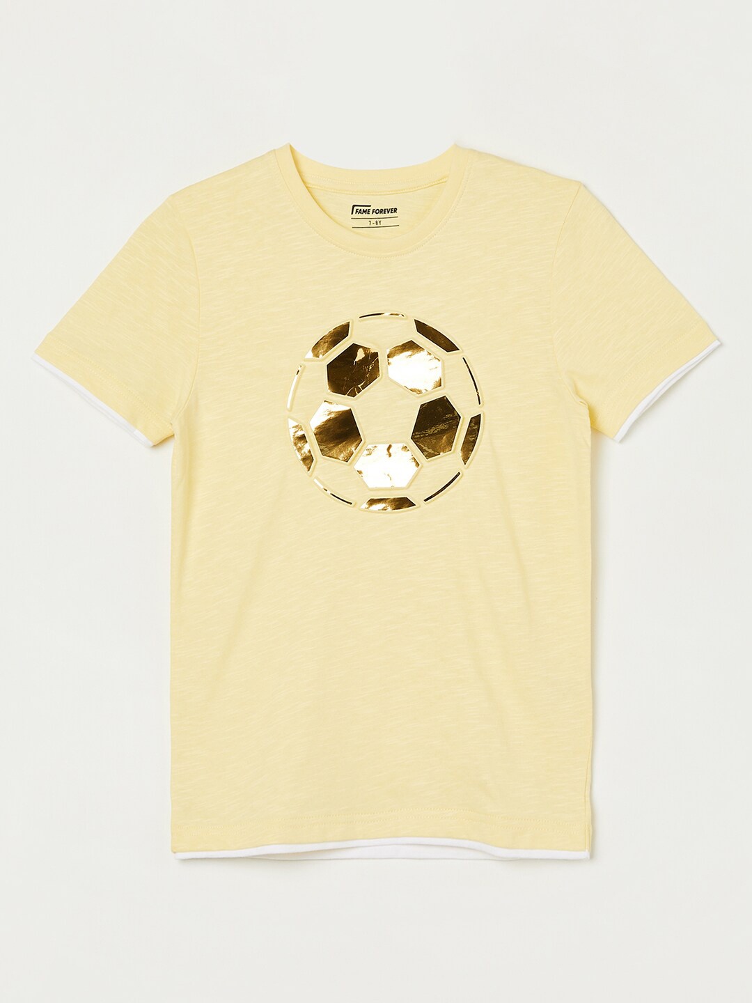 

Fame Forever by Lifestyle Boys Graphic Printed Pure Cotton T-shirt, Yellow