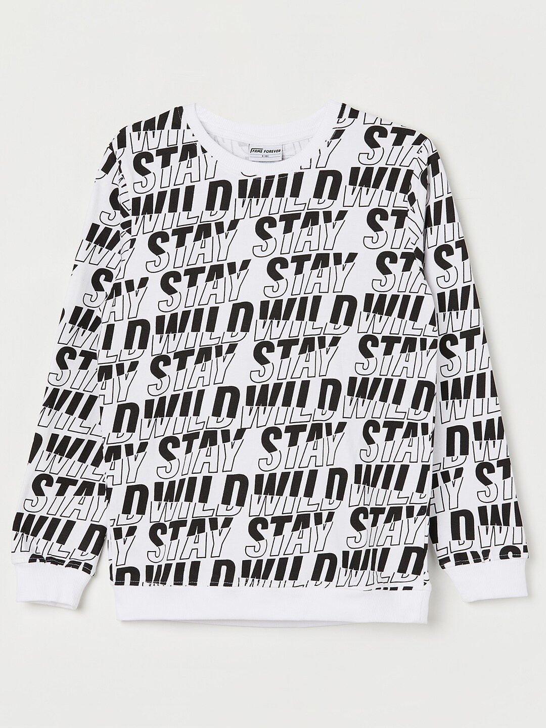 

Fame Forever by Lifestyle Boys Typography Printed Pure Cotton Sweatshirt, Black