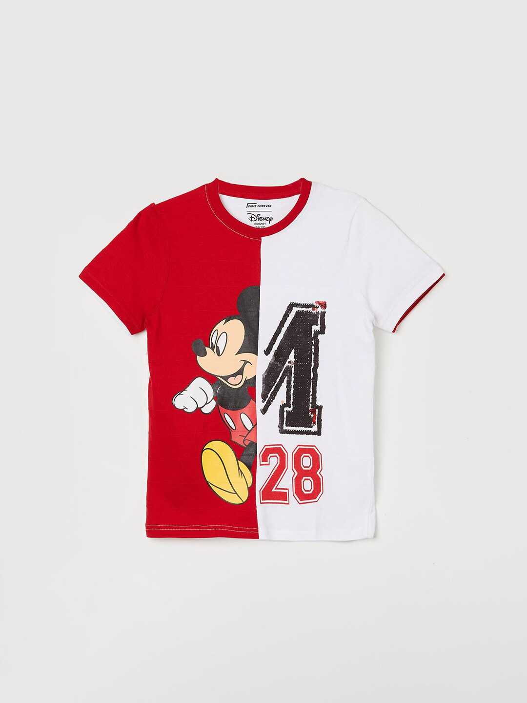 

Fame Forever by Lifestyle Boys Mickey Mouse Printed Pure Cotton T-shirt, Red