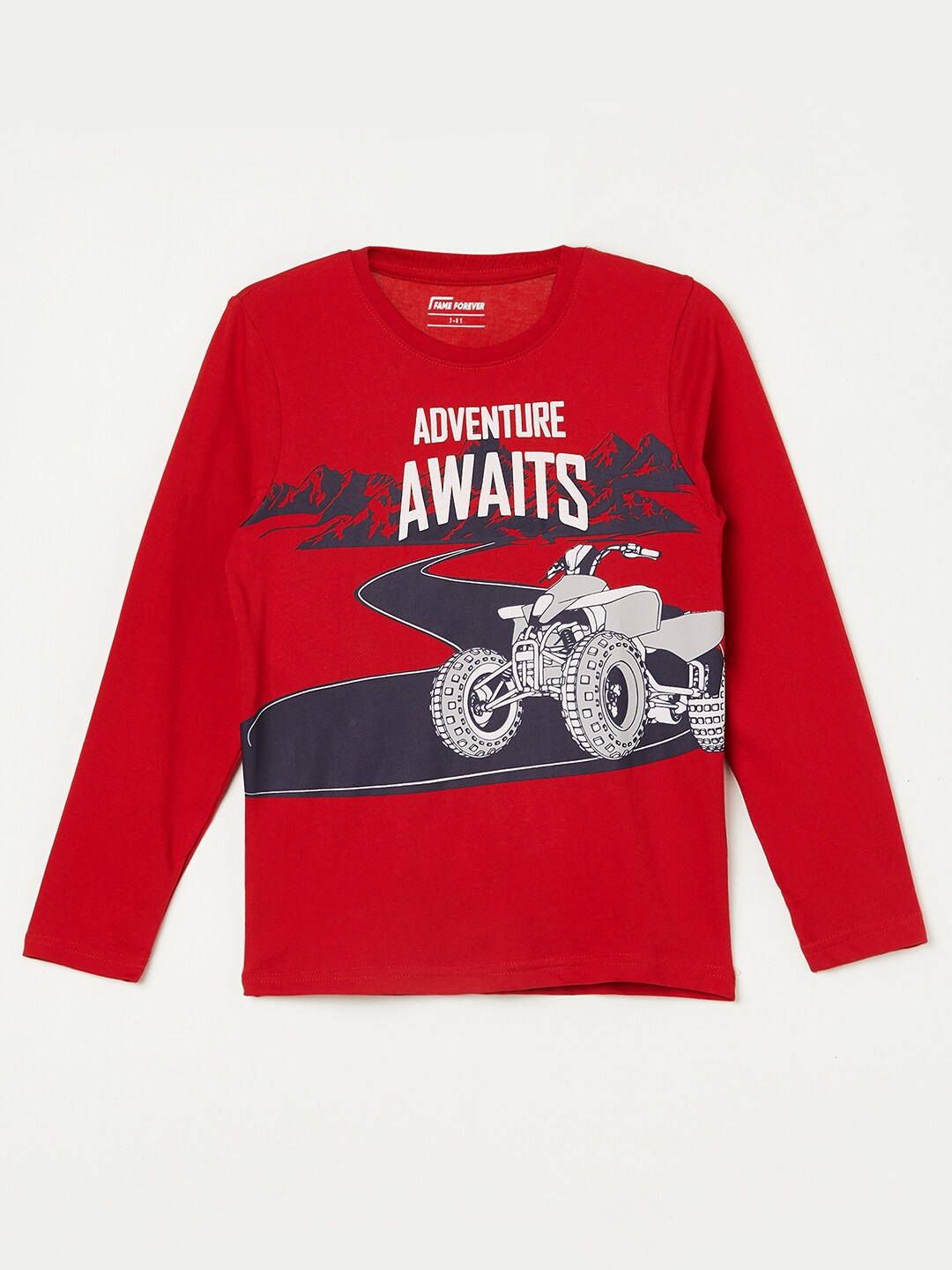 

Fame Forever by Lifestyle Boys Biker Printed Pure Cotton T-shirt, Red