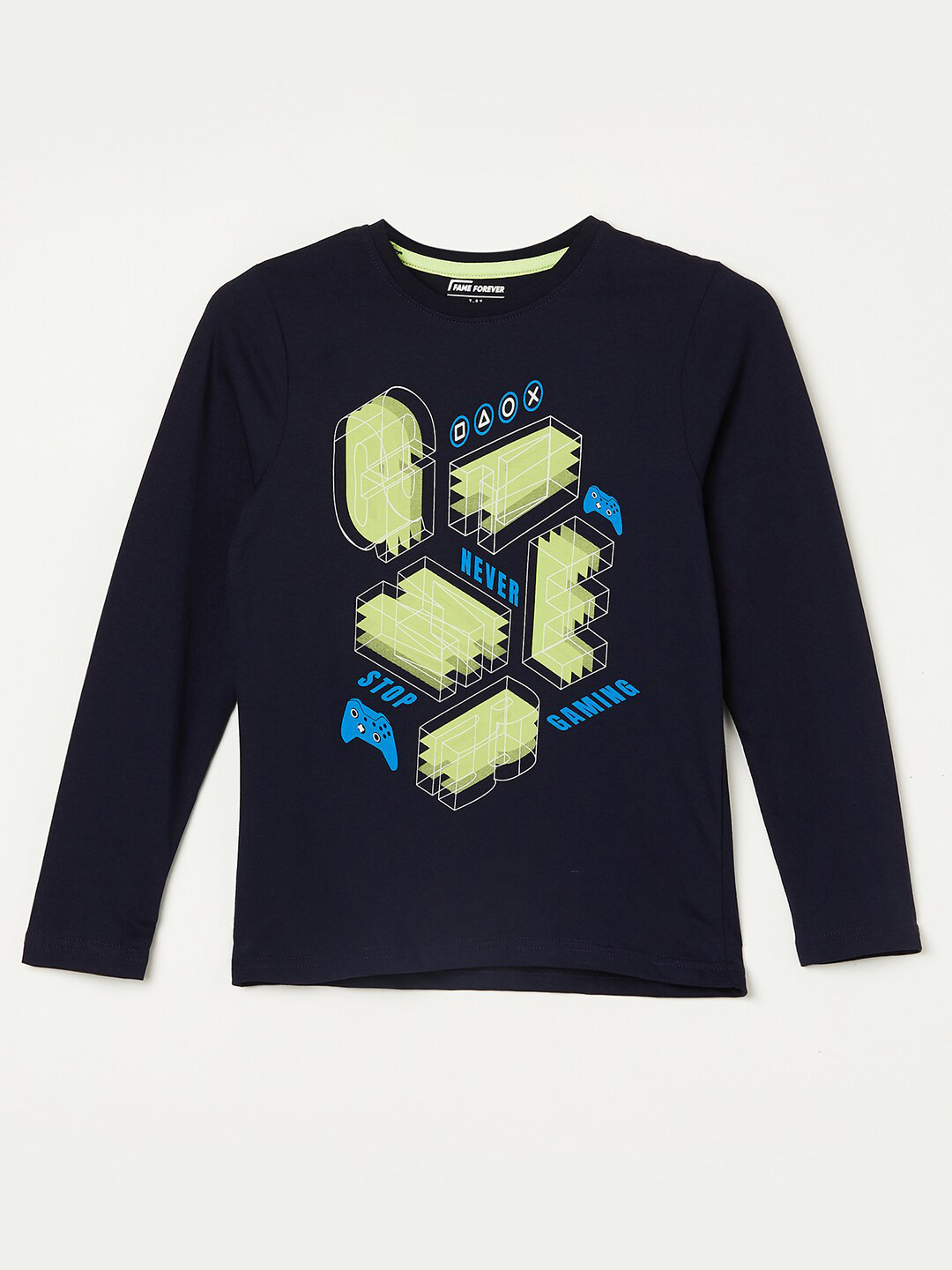 

Fame Forever by Lifestyle Boys Graphic Printed Pure Cotton T-shirt, Blue