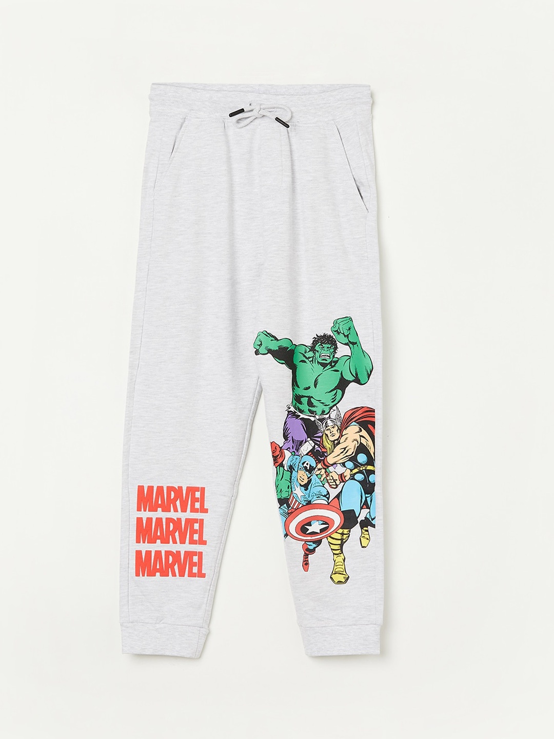 

Fame Forever by Lifestyle Boys Printed Cotton Joggers, Grey melange