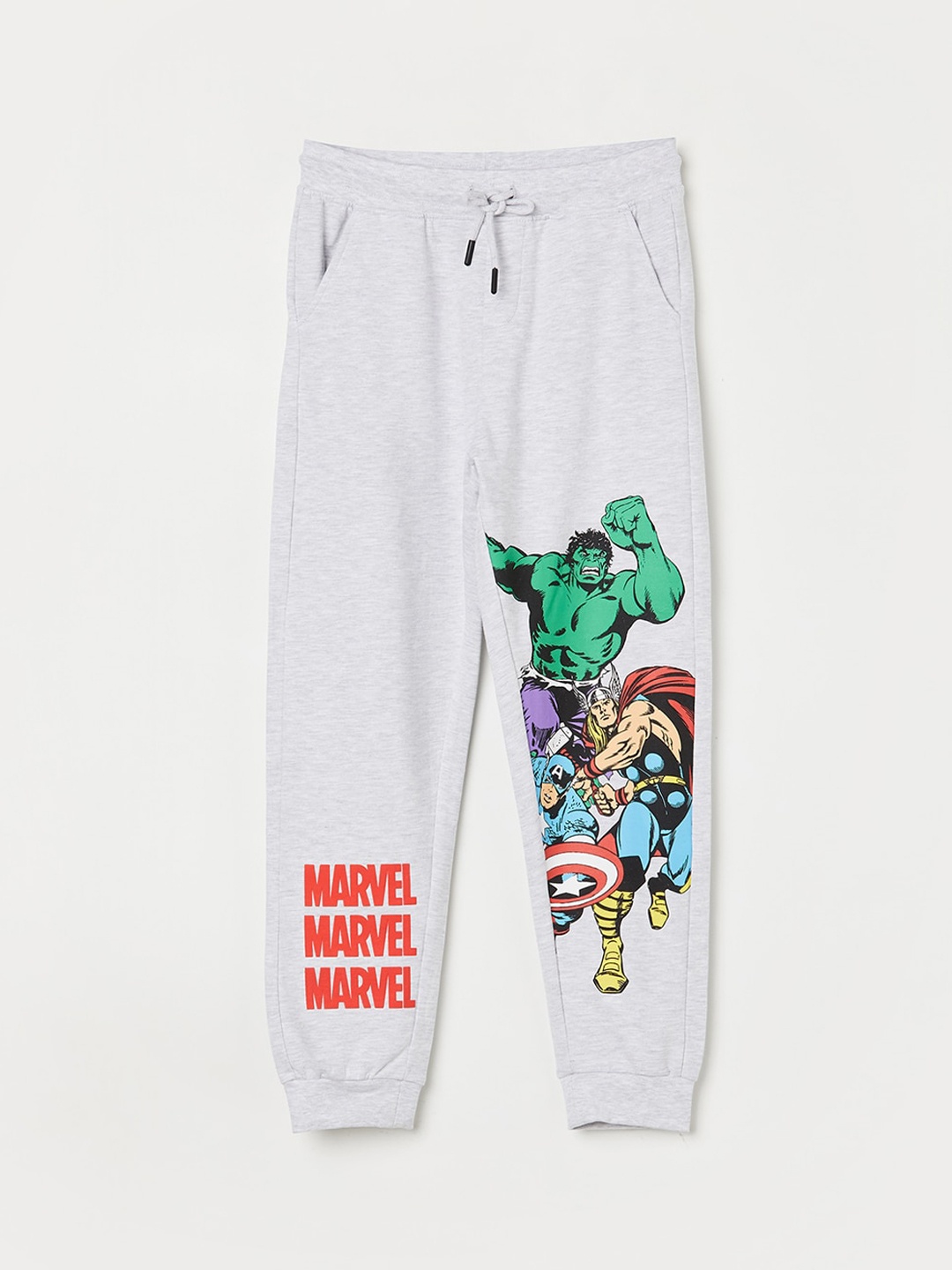 

Fame Forever by Lifestyle Boys Printed Pure Cotton Joggers, Grey melange