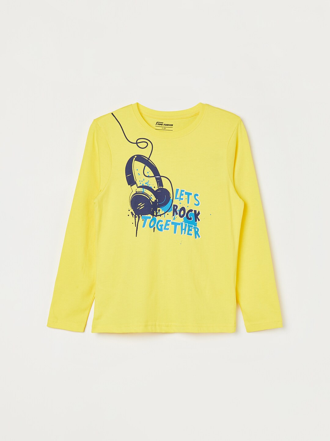 

Fame Forever by Lifestyle Boys Graphic Printed Pure Cotton T-Shirt, Yellow